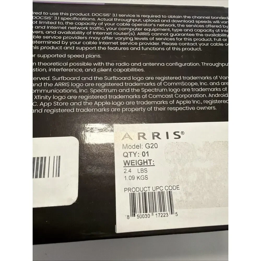 Arris (G20) - Cable Modem Router Combo -missing Quick Start Guide Open Box - Picture 2 of 5